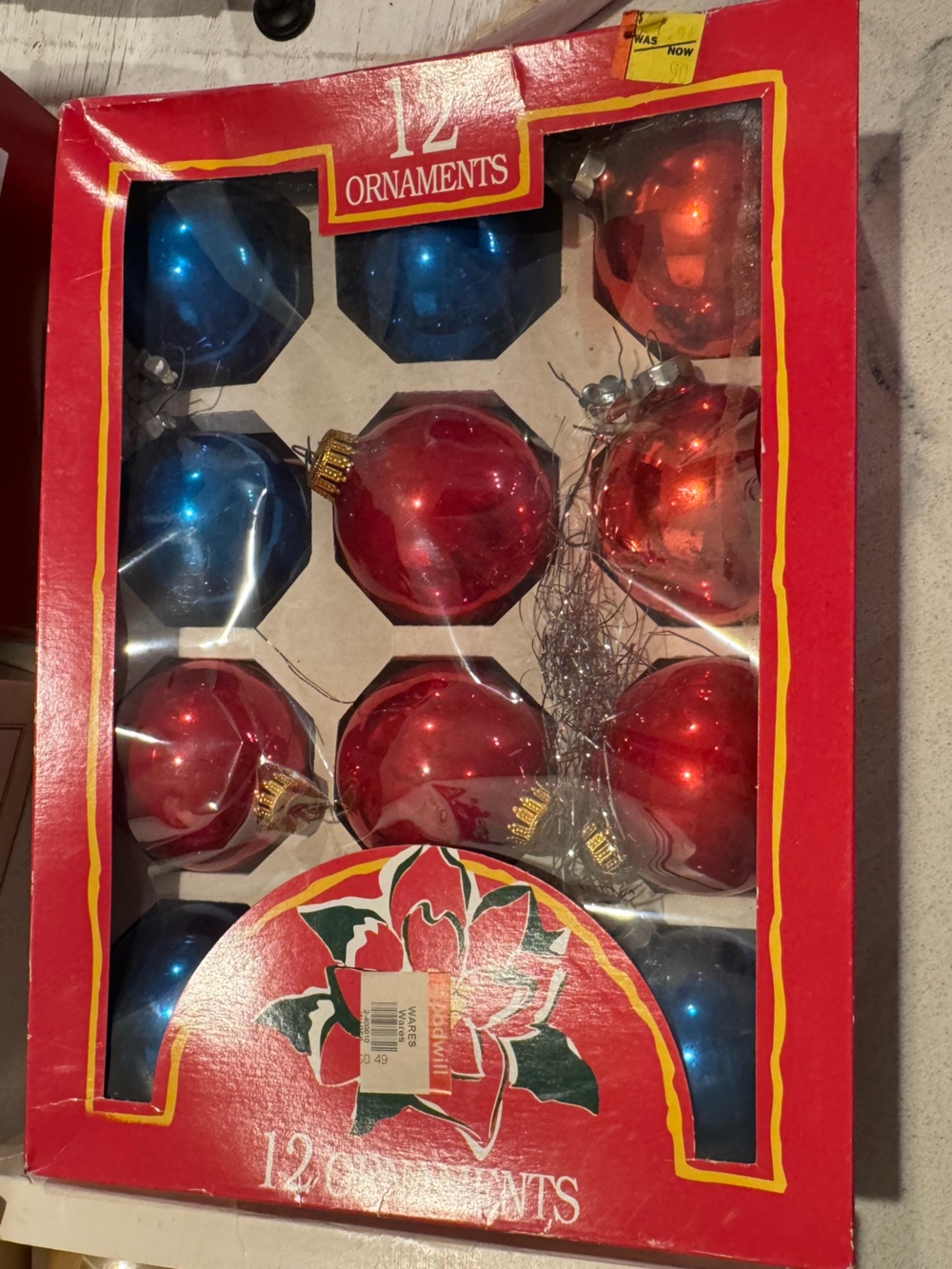 Rausch Festive Red & Blue Holiday Glass Ornament Set of 12!
